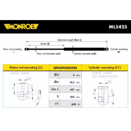 Амортизатор багажника  (ML5425) MONROE