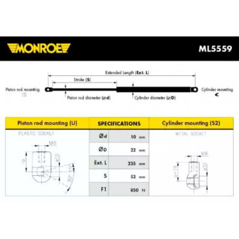 Амортизатор капота MERCEDES-BENZ (ML5559) MONROE