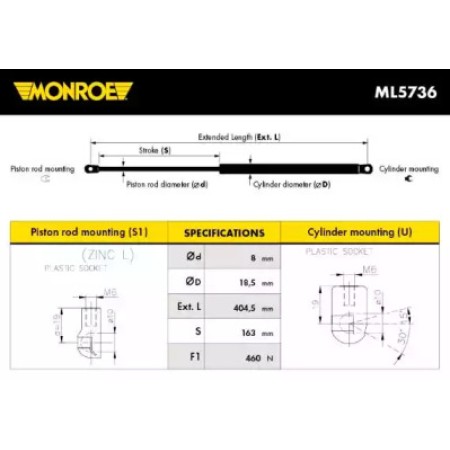 Амортизатор багажника Volkswagen (ML5736) MONROE