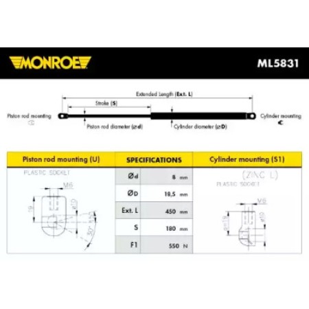 Амортизатор багажника (ML5831) MONROE