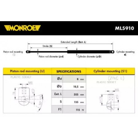 Амортизатор багажника  (ML5910) MONROE