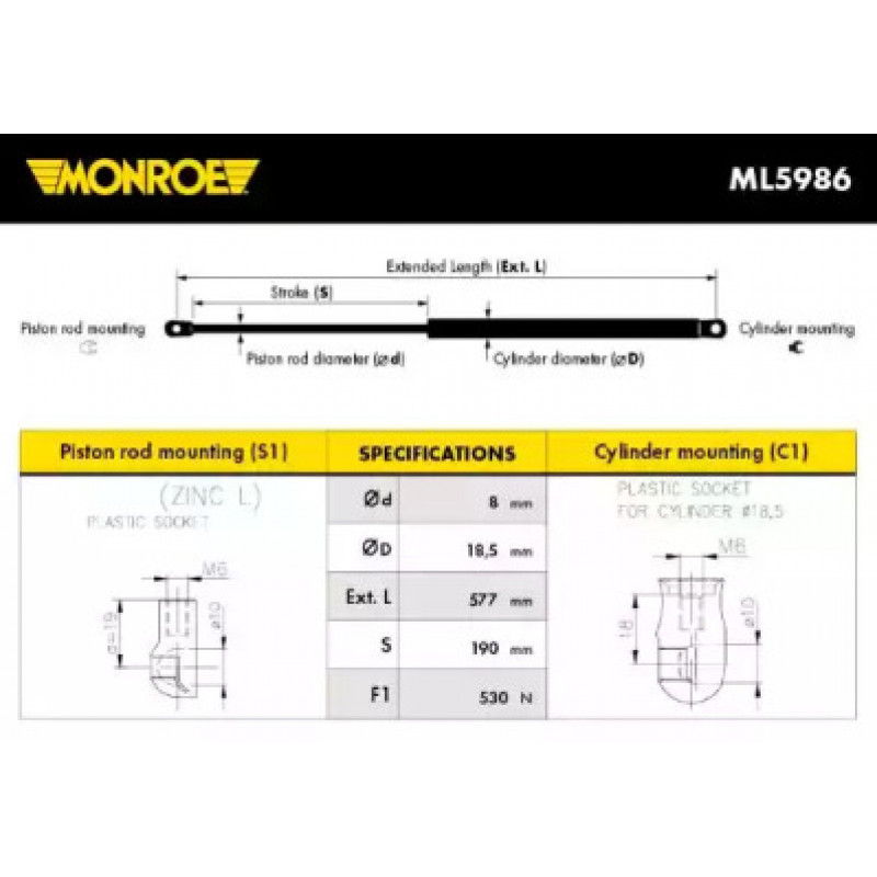 Амортизатор багажника (ML5986) MONROE