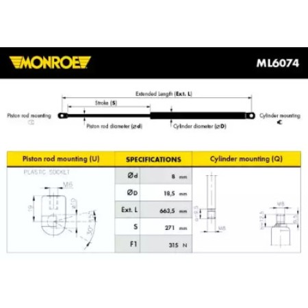 Амортизатор багажника (ML6074) MONROE