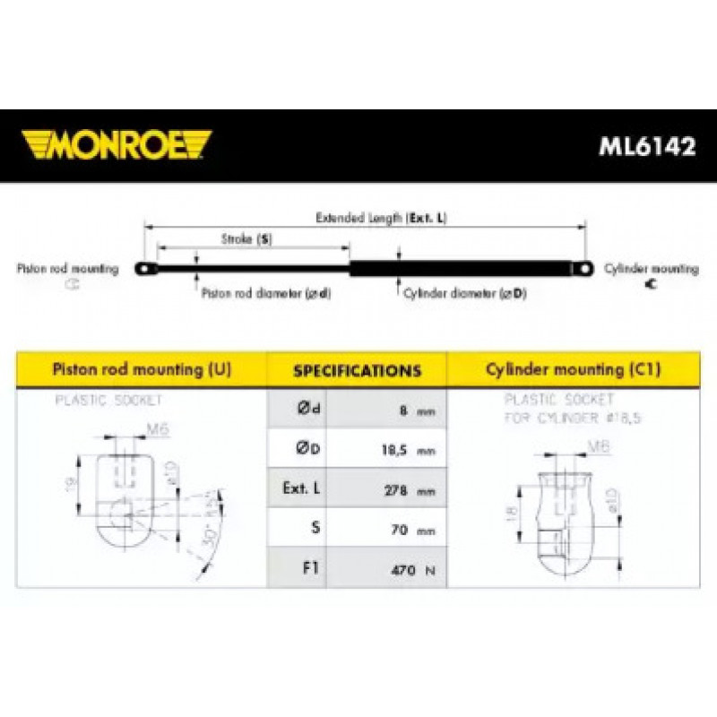 Амортизатор капота (ML6142) MONROE