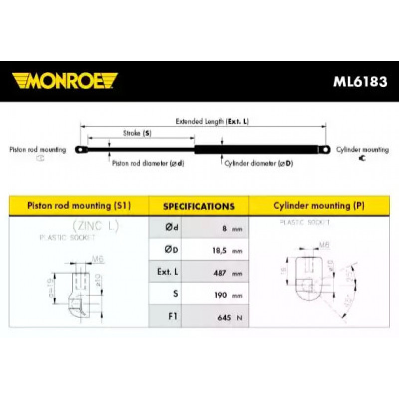 Амортизатор капота (ML6183) MONROE