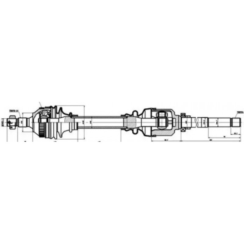Полуось Citroen Berlingo 1.9D 98-06 (R) (24x25x867x29T) (+ABS) (210226)
