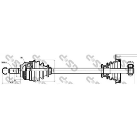 Піввісь Renault Clio 1.5 dCi 01- (L) (23x631x26T) (+ABS) d=29.95 (250194)