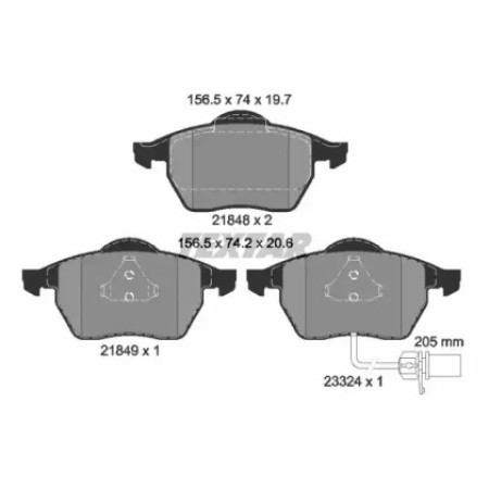 Колодки тормозные (передние) Seat Alhambra/VW Sharan 1.8-1.9TDI 95-10 (Teves) Q+/(с датчиком)  (2184903)