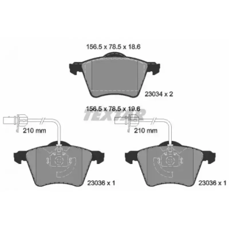 Колодки тормозные (передние) VW T4 90-00 R16 (Teves) Q+ (с датчиками) (156.5x78.5x18.6)  (2303401)