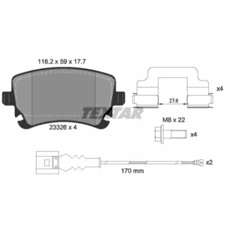 Колодки гальмівні (задні) VW T5 (Lucas) Q+ (с датчиком) (2332602)