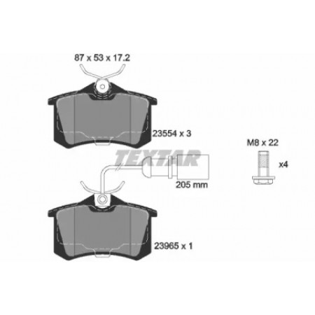 Колодки гальмівні (задні) VW Sharan 95-10/Ford Galaxy 95-06 (87x53x17.2) (Lucas) (с датчиком) (2355403)