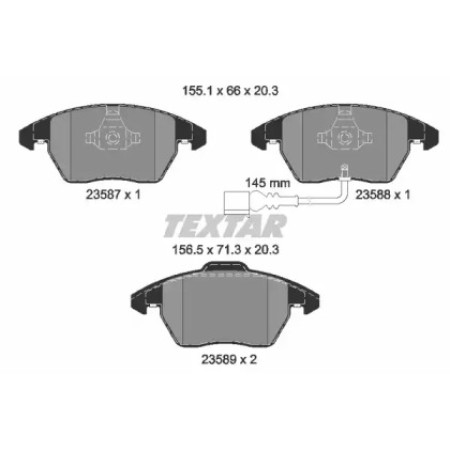 Колодки тормозные (передние) VW Caddy 03- (Teves) Q+ (ушки вниз) (с датчиком) (2358701)