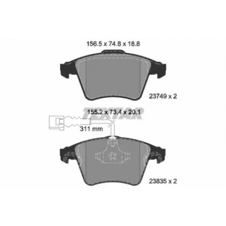 Колодки гальмівні (передні) VW Touareg 2.5TDI 03-10 (Teves) (с датчиком) (2374901)