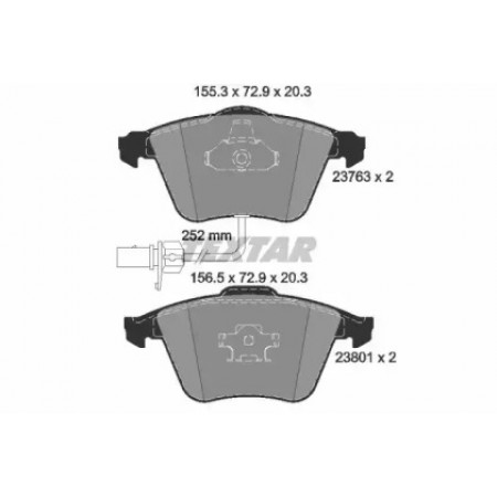 Колодки гальмівні (передні) Audi A4/A6/A8 02-11 (Ate-Teves) (с датчиками/ L=252mm) Q+ (2376302)