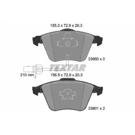 Колодки гальмівні (передні) Audi A4/A6/A8 02- (Teves) Q+ (с датчиками/L=210mm) (2395001)
