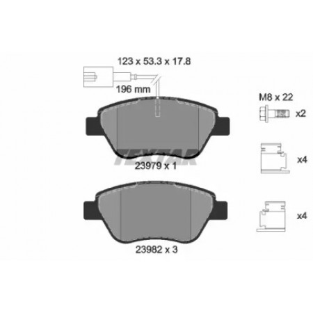 Колодки тормозные (передние) Fiat Doblo/Citroen Nemo/Peugeot Bipper 08- (Bosch) Q+ (с датчиком)  (2397903)