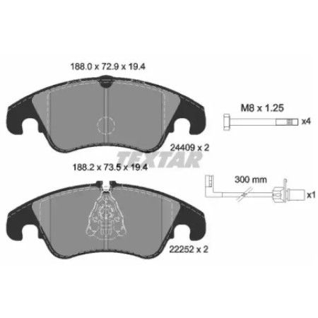 Колодки гальмівні (передні) Audi A6/A7/Q5 08- (TRW) (с датчиком) Q+ (2440903)