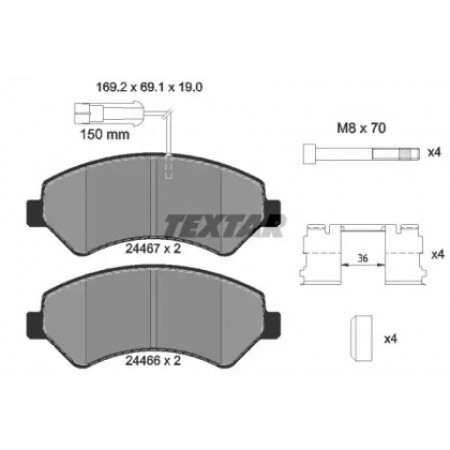 Колодки тормозные (передние) Citroen Jumper/Fiat Ducato/Peugeot Boxer 2.0-3.0HDi 06- R16(с датчиком) (2446701)