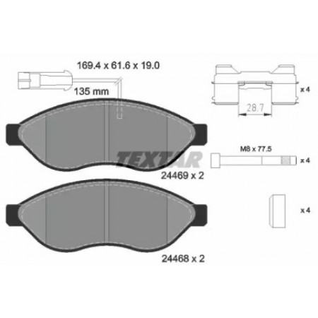 Колодки тормозные (передние) Citroen Jumper/Fiat Ducato/Peugeot Boxer 06- (Brembo) Q+(с датчиком) (2446901)