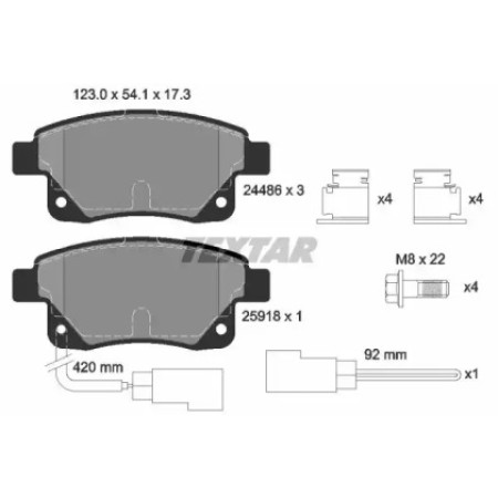 Колодки гальмівні (задні) Ford Transit V347 06- (Bosch) (с датчиком) (2448601)