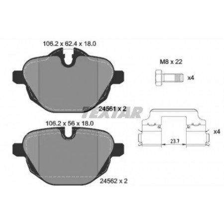 Колодки гальмівні (задні) BMW 5/X3/X5 10- (TRW) (2456101)