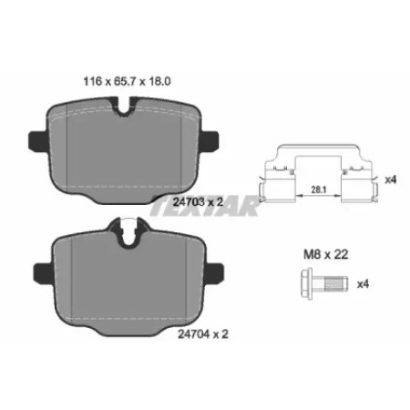 Колодки тормозные (задние) BMW 5 (F10/F11/F18)/6 (F12/F13) 09- (TRW) Q+ (2470301)