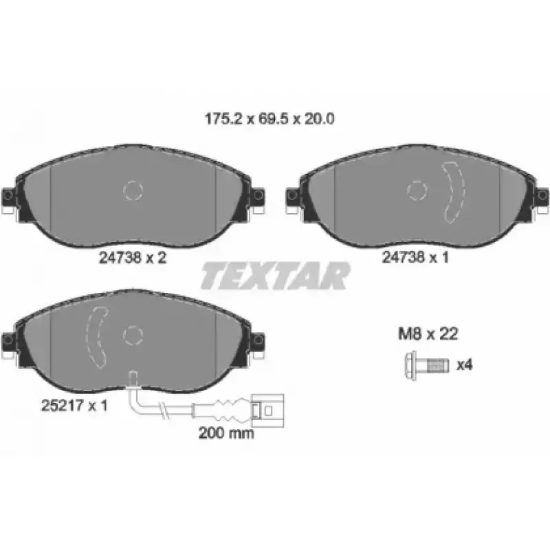Колодки тормозные (передние) Audi A3/Skoda Octavia III/VW Passat/Golf 13- (TRW) Q+ (с датчиком) (2473803)