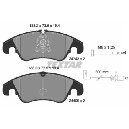 Колодки гальмівні (передні) Audi A4/A5/A7 07- (Lucas) Q+ (с датчиком) (2474301)