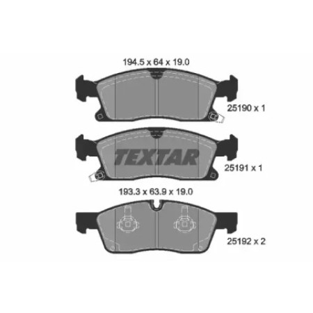 Колодки тормозные (передние) Jeep Grand Cherokee IV 3.0-6.4 10- (194.5x64x19) (2519002)