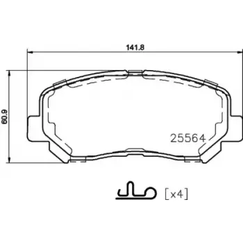 Колодки гальмівні (передні) Jeep Cherokee 2.0-2.2 CRD/3.2 13- (Akebono) Q+ (2556403)