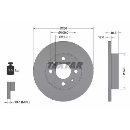 Диск тормозной (передний) Renault Megane/ Clio 1.2-1.9  90-03 (238x12) PRO (92036103)