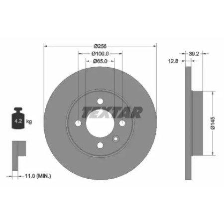 Диск тормозной (передний) VW Caddy II/III/IV/Passat/Vento 1.4-2.0 88-04 (256x12.8) PRO (92041703)
