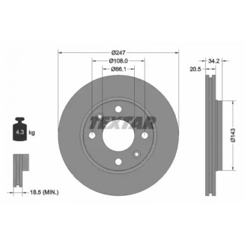 Диск тормозной (передний) Citroen AX/Saxo 96-05 (247x20.5) (92043103)