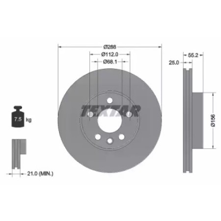 Диск тормозной (передний) VW Sharan 96-10 (288x25) PRO (92074203)