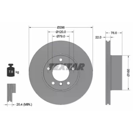 Диск тормозной (передний) BMW 5 (E39) 95-04 (296x22) PRO+ (92075005)