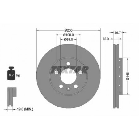 Диск гальмівний (передній) Skoda Octavia/Fabia/Roomster 06- (256x22) PRO+ (92082205)