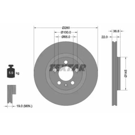 Диск тормозной (передний) Skoda Octavia/VW Golf IV (280x22) PRO+ (92082305)