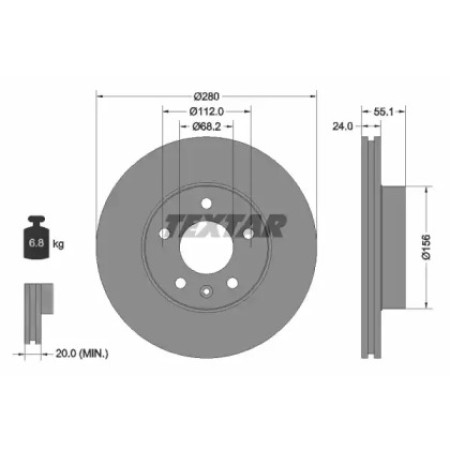 Диск тормозной (передний) VW T4 2.5TDI 90-03 (280x24) (R15) PRO+ (92083805)