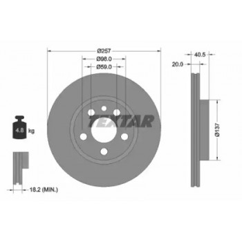 Диск тормозной (передний) Fiat Scudo/Peugeot Expert 96- (257x20) PRO (92088003)