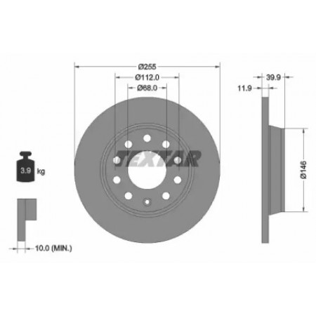 Диск тормозной (задний) Audi A4 00-08 (255x11.9) PRO (92106303)