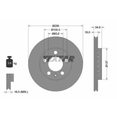Диск тормозной (передний) Skoda Octavia/Fabia/VW Polo 99- (239x18) PRO (92106803)