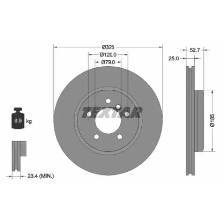 Диск тормозной (передний) BMW 3 (E46) 99-06 (325x25) PRO+ (92106905)