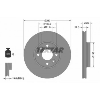 Диск тормозной (передний) Renault Megane II/Clio II/III 1.2-1.5 dCI 02- (260x22) PRO (92119203)