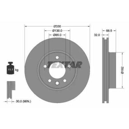 Диск тормозной (передний) Porsche Cayenne/VW Touareg 02- (330x32) (R) PRO+ (92121605)