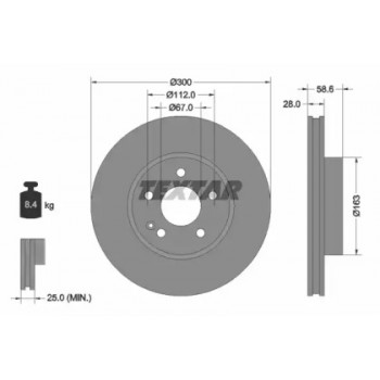 Диск тормозной (передний) MB Vito (W639) 03- (300x28) PRO (93123403)