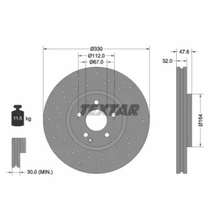 Диск гальмівний (передній) MB E-class (W211/S211) 03-09 (330x32) PRO+ (92124105)