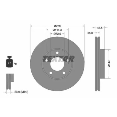 Диск тормозной (передний) Mazda 3/5 05- (278x25) PRO (92130303)