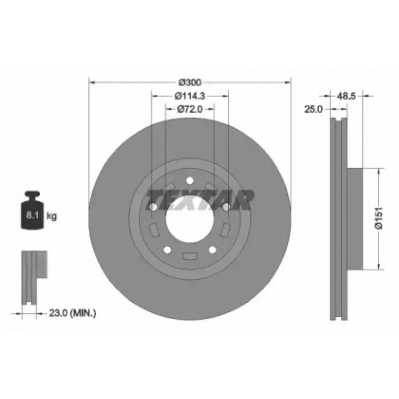 Диск тормозной (передний) Mazda 3 03-14/Mazda 5 05- (300x25) PRO (92130403)