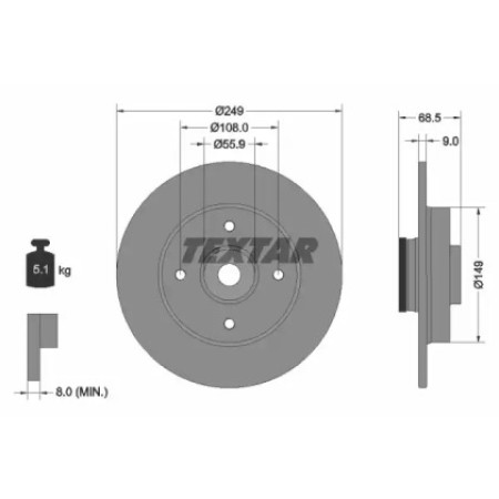 Диск тормозной (задний) Citroen C4/Peugeot 307 05- (249x9) (+ABS) (с подшипником) (d=25) PRO (92133303)