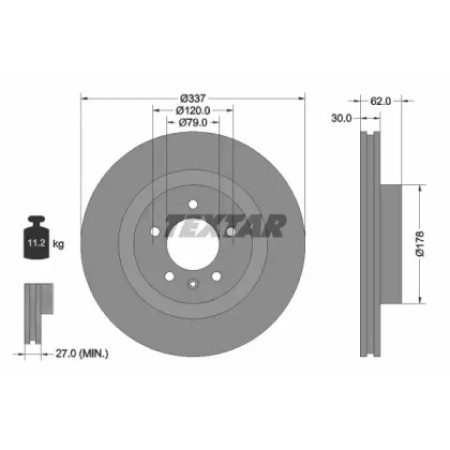 Диск тормозной (передний) Land Rover Discovery/Range Rover Sport 04-13 (337x30) PRO (92134603)